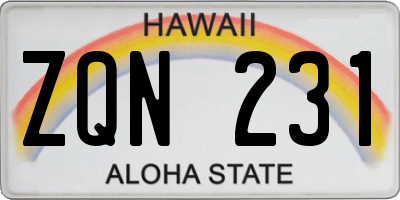 HI license plate ZQN231