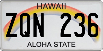 HI license plate ZQN236