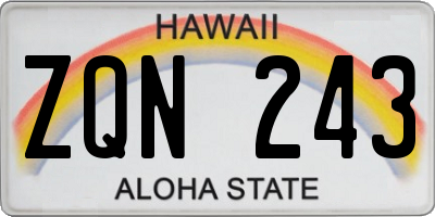 HI license plate ZQN243
