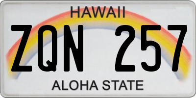 HI license plate ZQN257