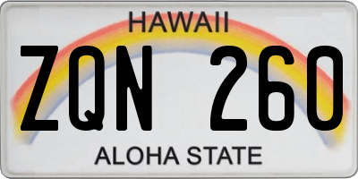 HI license plate ZQN260