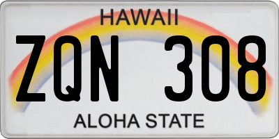 HI license plate ZQN308