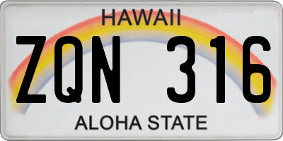 HI license plate ZQN316