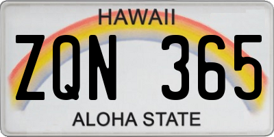 HI license plate ZQN365