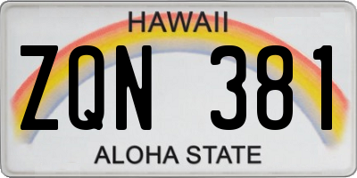 HI license plate ZQN381