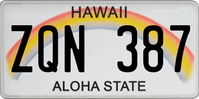 HI license plate ZQN387