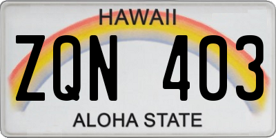 HI license plate ZQN403