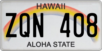 HI license plate ZQN408
