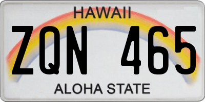 HI license plate ZQN465