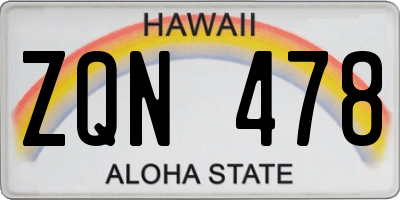 HI license plate ZQN478