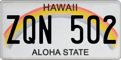 HI license plate ZQN502