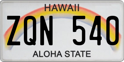 HI license plate ZQN540