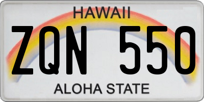 HI license plate ZQN550