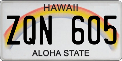 HI license plate ZQN605
