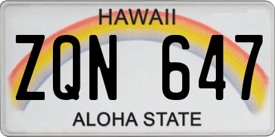 HI license plate ZQN647
