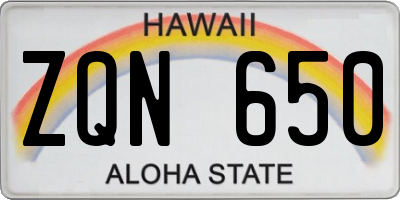 HI license plate ZQN650