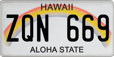 HI license plate ZQN669