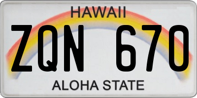 HI license plate ZQN670