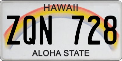 HI license plate ZQN728