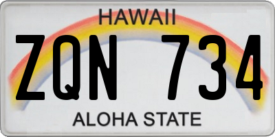 HI license plate ZQN734