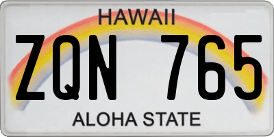 HI license plate ZQN765