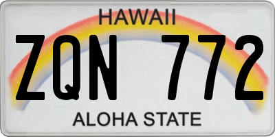 HI license plate ZQN772