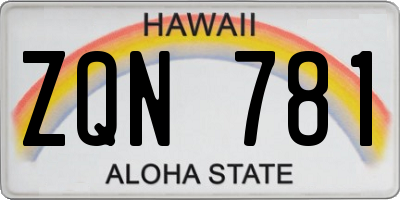 HI license plate ZQN781