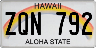 HI license plate ZQN792