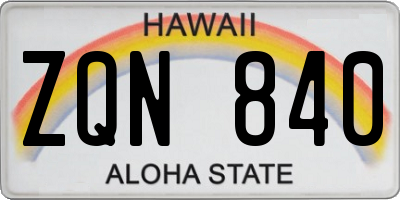HI license plate ZQN840