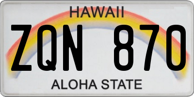 HI license plate ZQN870