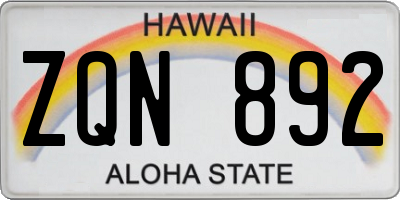 HI license plate ZQN892