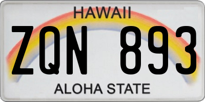 HI license plate ZQN893