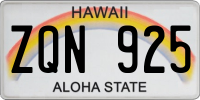 HI license plate ZQN925