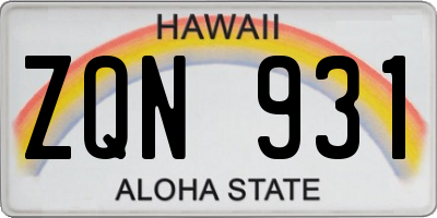 HI license plate ZQN931