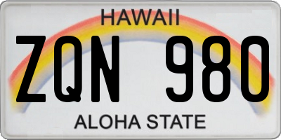 HI license plate ZQN980