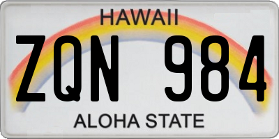HI license plate ZQN984