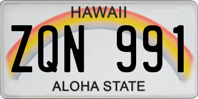 HI license plate ZQN991