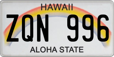 HI license plate ZQN996