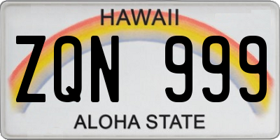 HI license plate ZQN999