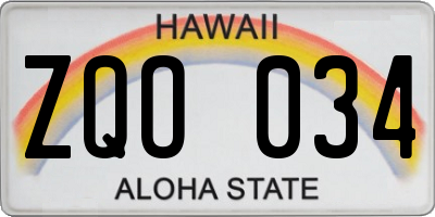 HI license plate ZQO034