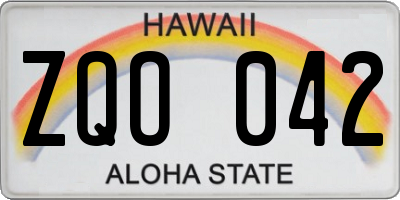 HI license plate ZQO042