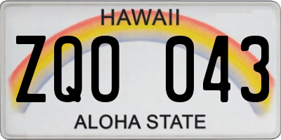 HI license plate ZQO043