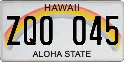 HI license plate ZQO045