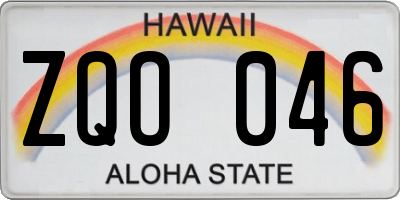 HI license plate ZQO046