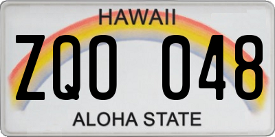 HI license plate ZQO048
