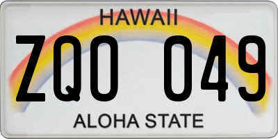 HI license plate ZQO049