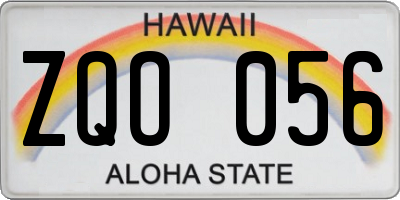 HI license plate ZQO056