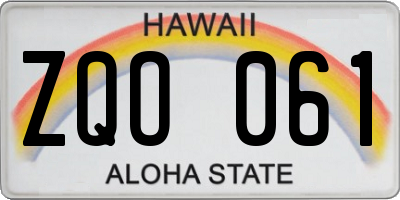 HI license plate ZQO061