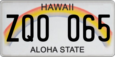 HI license plate ZQO065