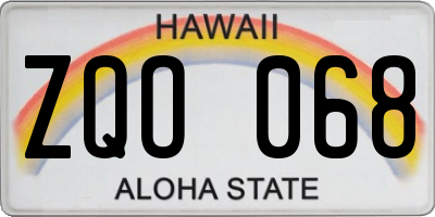 HI license plate ZQO068